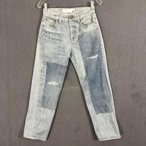 Rag & Bone Women's Size 24 Light Wash Patch Print Tapered Leg Jeans
